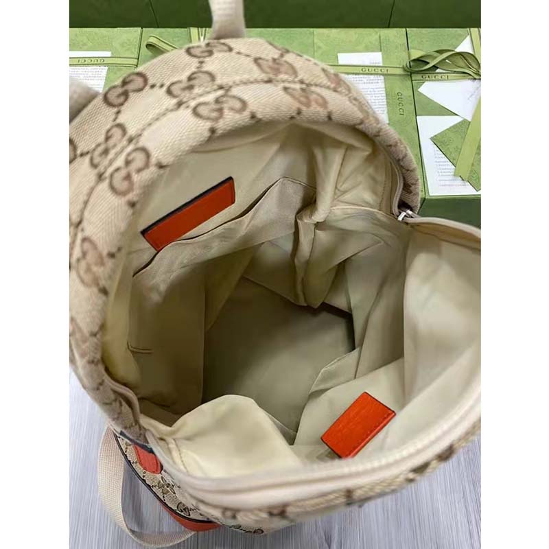 G*u*i unisex the north face x G*u*i backpack beige original gg canvas orange leather
