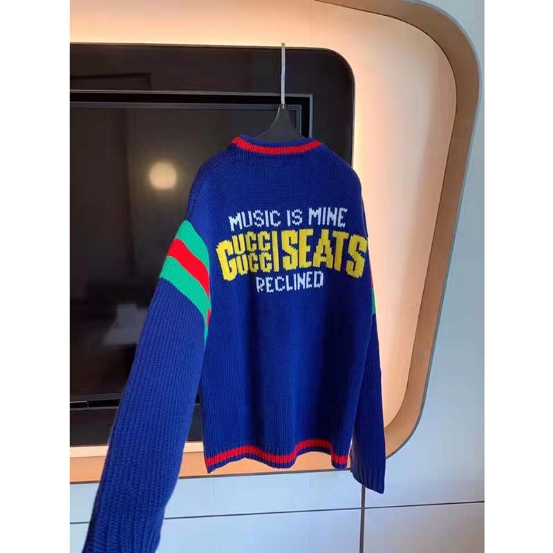 G*u*i women G*u*i 100 wool cardigan blue wool green red v-neck