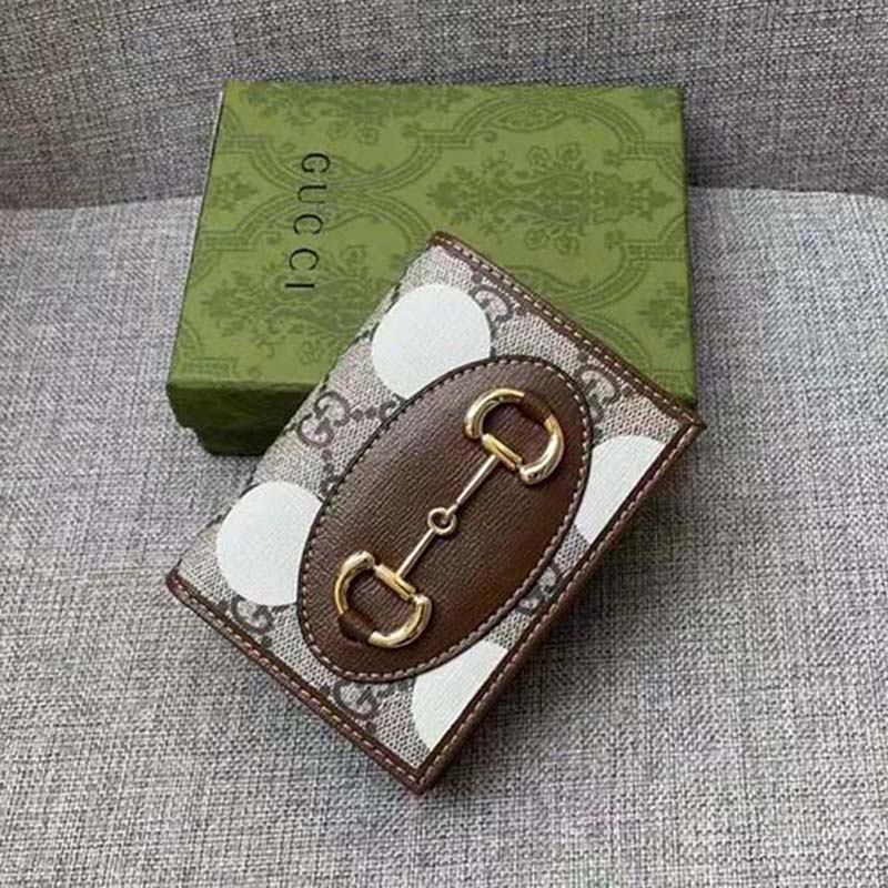 G*u*i men horsebit 1955 card case wallet beige ebony gg supreme canvas
