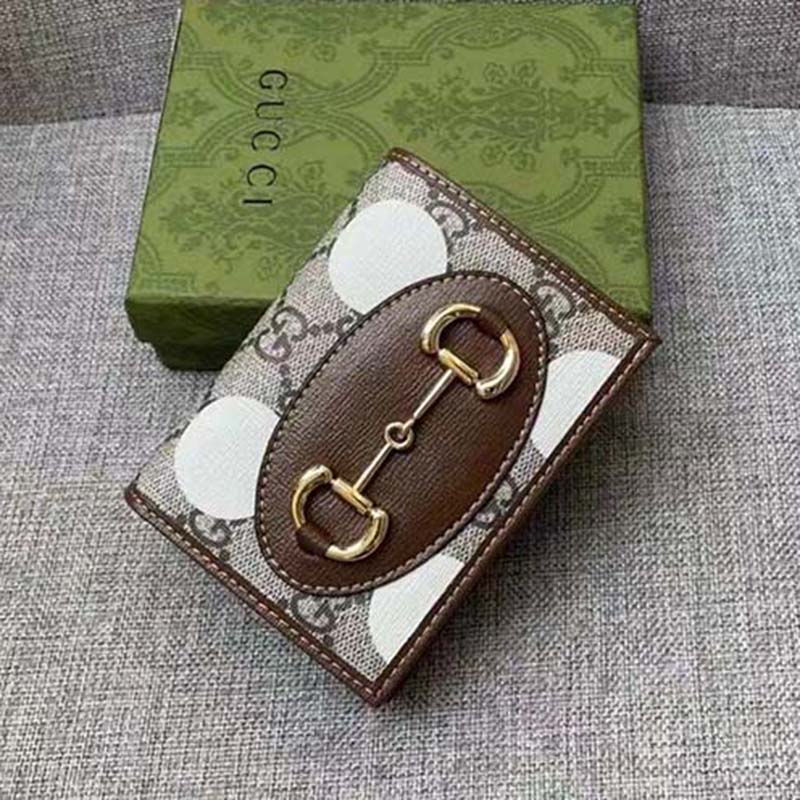 G*u*i men horsebit 1955 card case wallet beige ebony gg supreme canvas