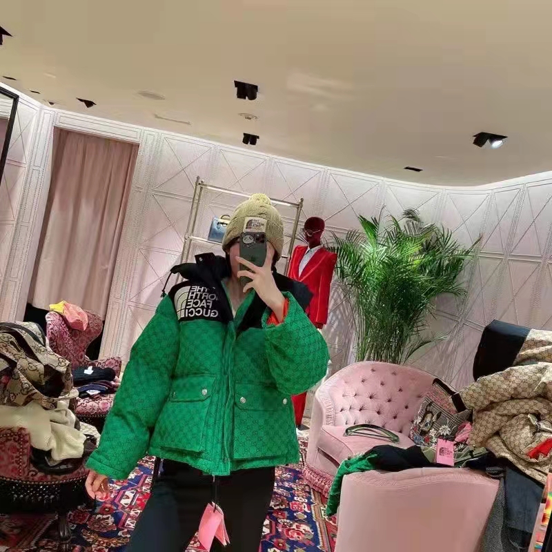 G*u*i women the north face x G*u*i padded jacket green ebony gg canvas