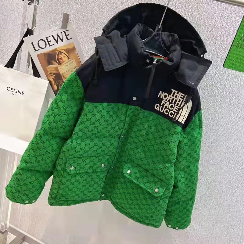 G*u*i men the north face x G*u*i padded jacket green ebony gg canvas