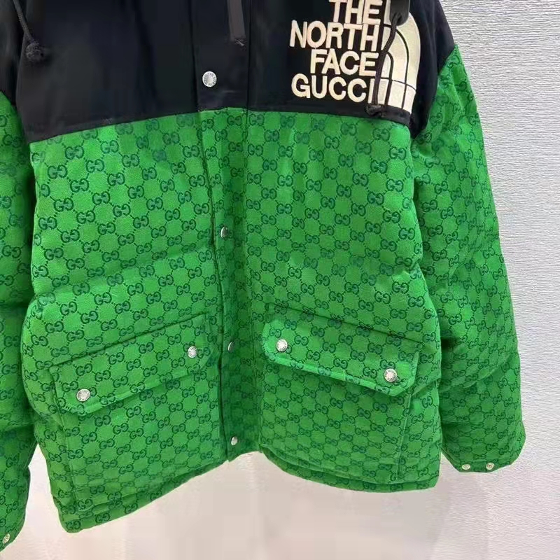 G*u*i men the north face x G*u*i padded jacket green ebony gg canvas