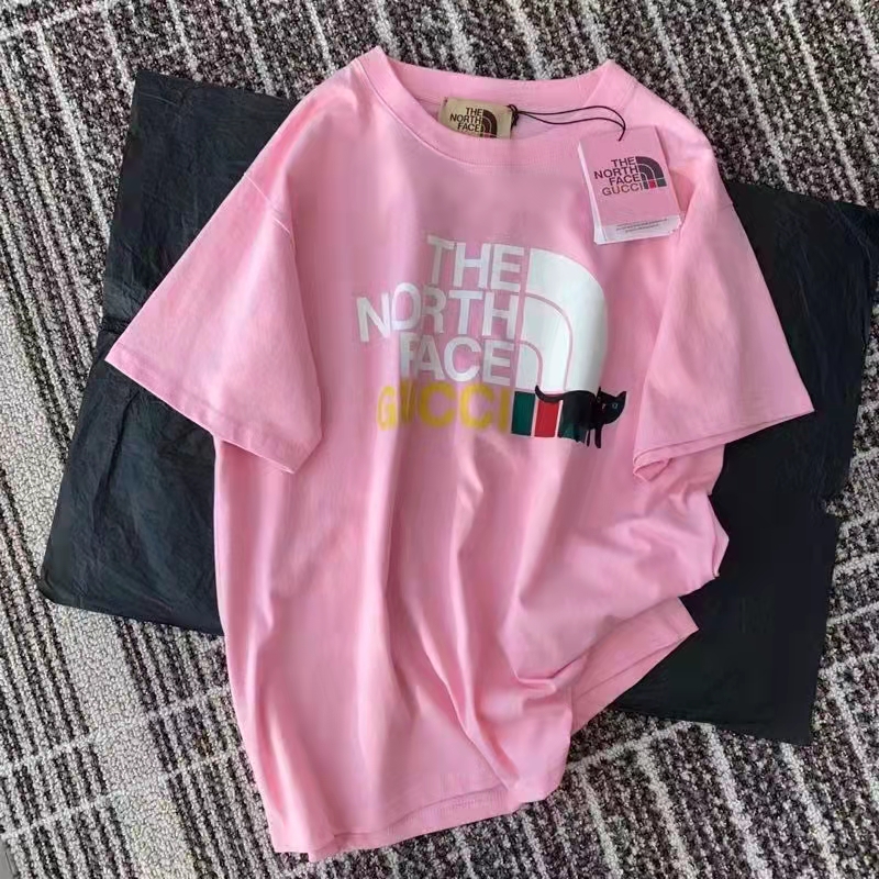 G*u*i women the north face x G*u*i t-shirt pink cotton jersey oversize fit crewneck