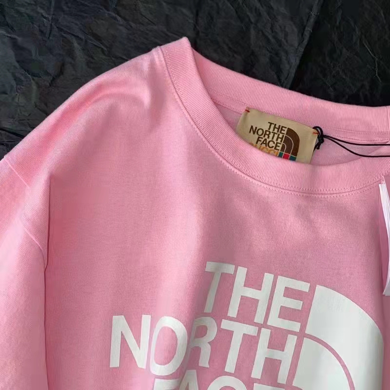 G*u*i women the north face x G*u*i t-shirt pink cotton jersey oversize fit crewneck