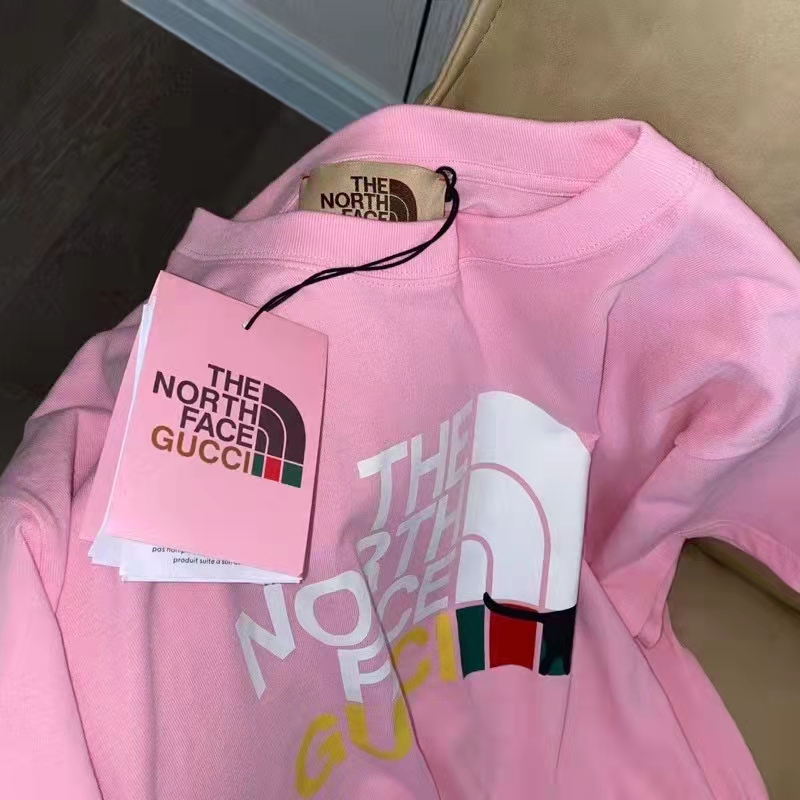 G*u*i women the north face x G*u*i t-shirt pink cotton jersey oversize fit crewneck