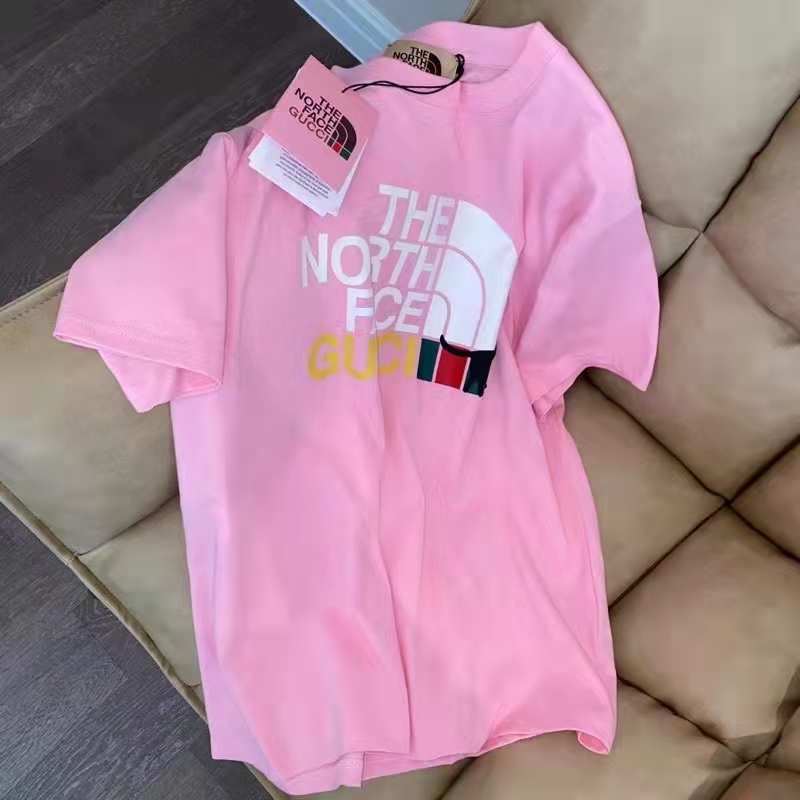 G*u*i women the north face x G*u*i t-shirt pink cotton jersey oversize fit crewneck