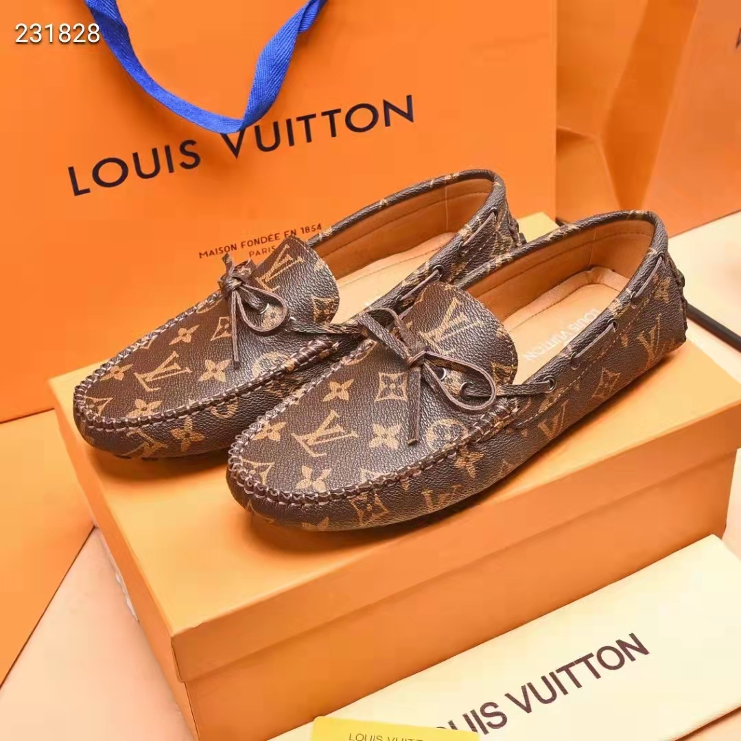 Louis Vuitton LV Men Arizona Mocassin Brown Monogram Canvas Tubular Construction