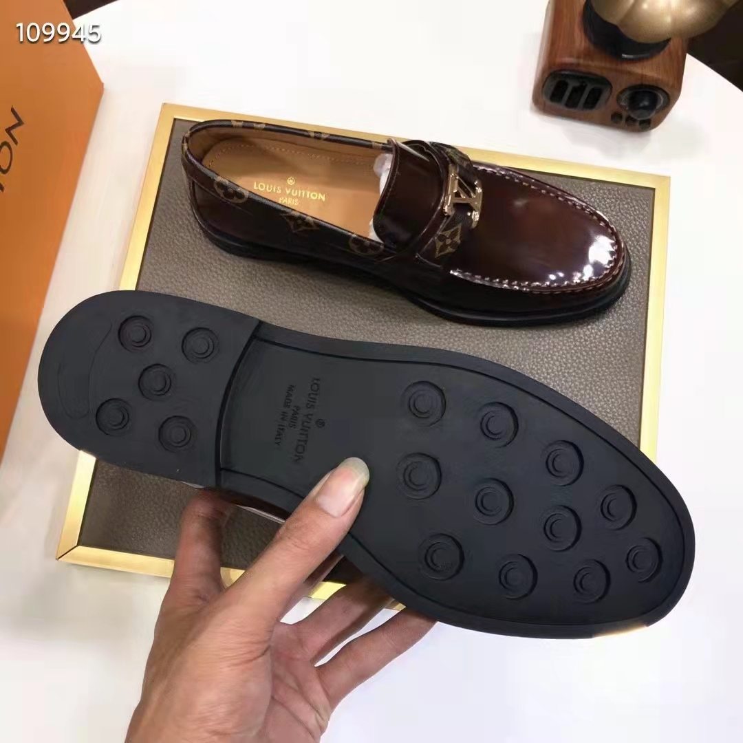 Louis Vuitton LV Men Major Loafer Ebene Glazed Calf Monogram Canvas