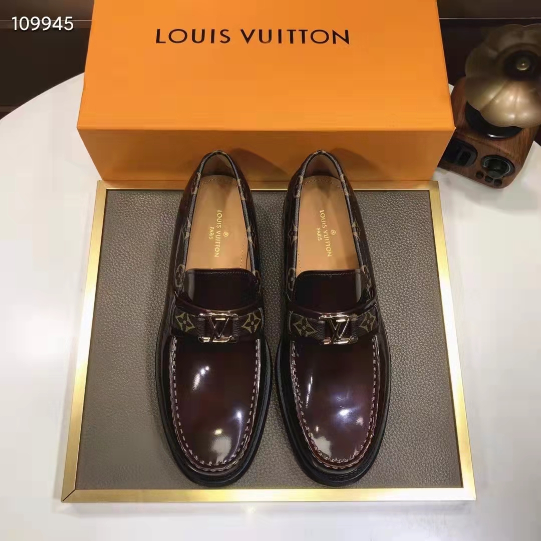 Louis Vuitton LV Men Major Loafer Ebene Glazed Calf Monogram Canvas