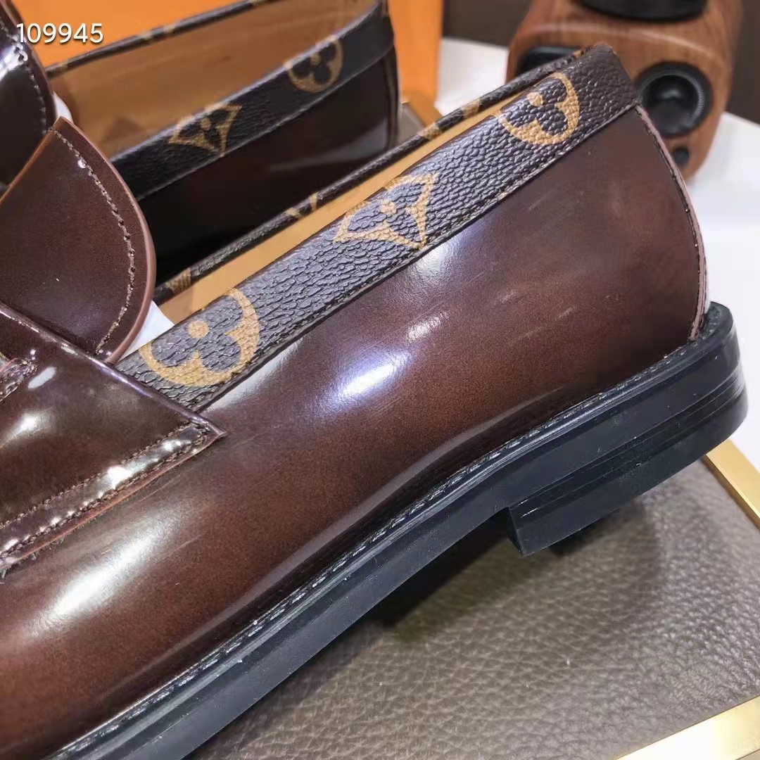 Louis Vuitton LV Men Major Loafer Ebene Glazed Calf Monogram Canvas