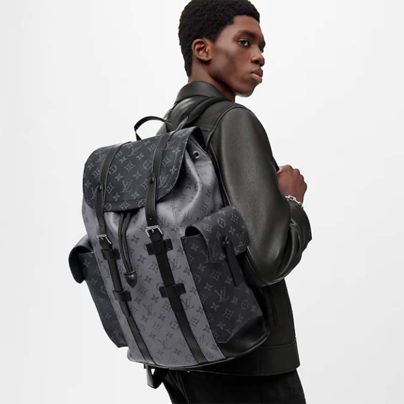 Louis Vuitton LV Unisex Christopher PM Backpack Grey Monogram Eclipse Coated Canvas