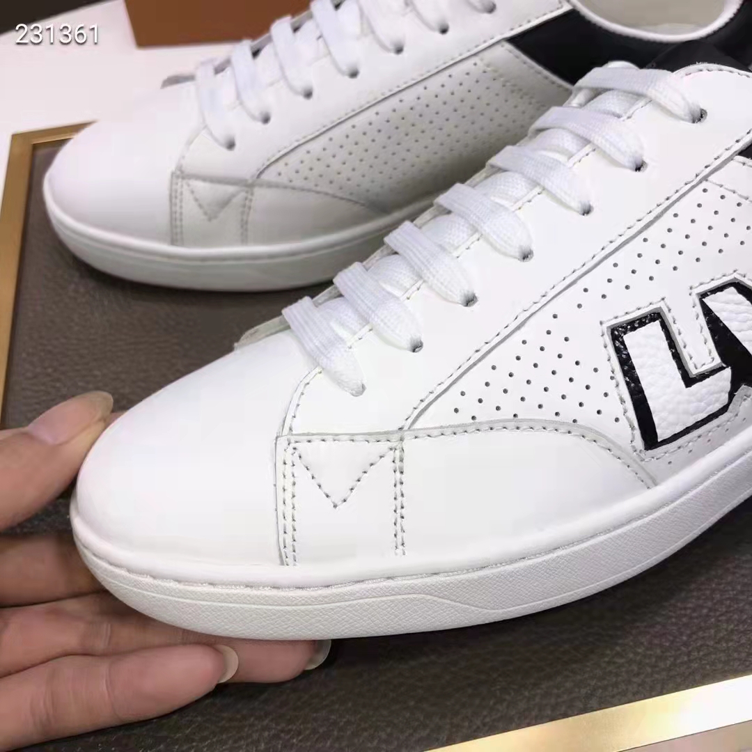 Louis Vuitton LV Unisex Luxembourg Sneaker Black White Perforated Calf Leather