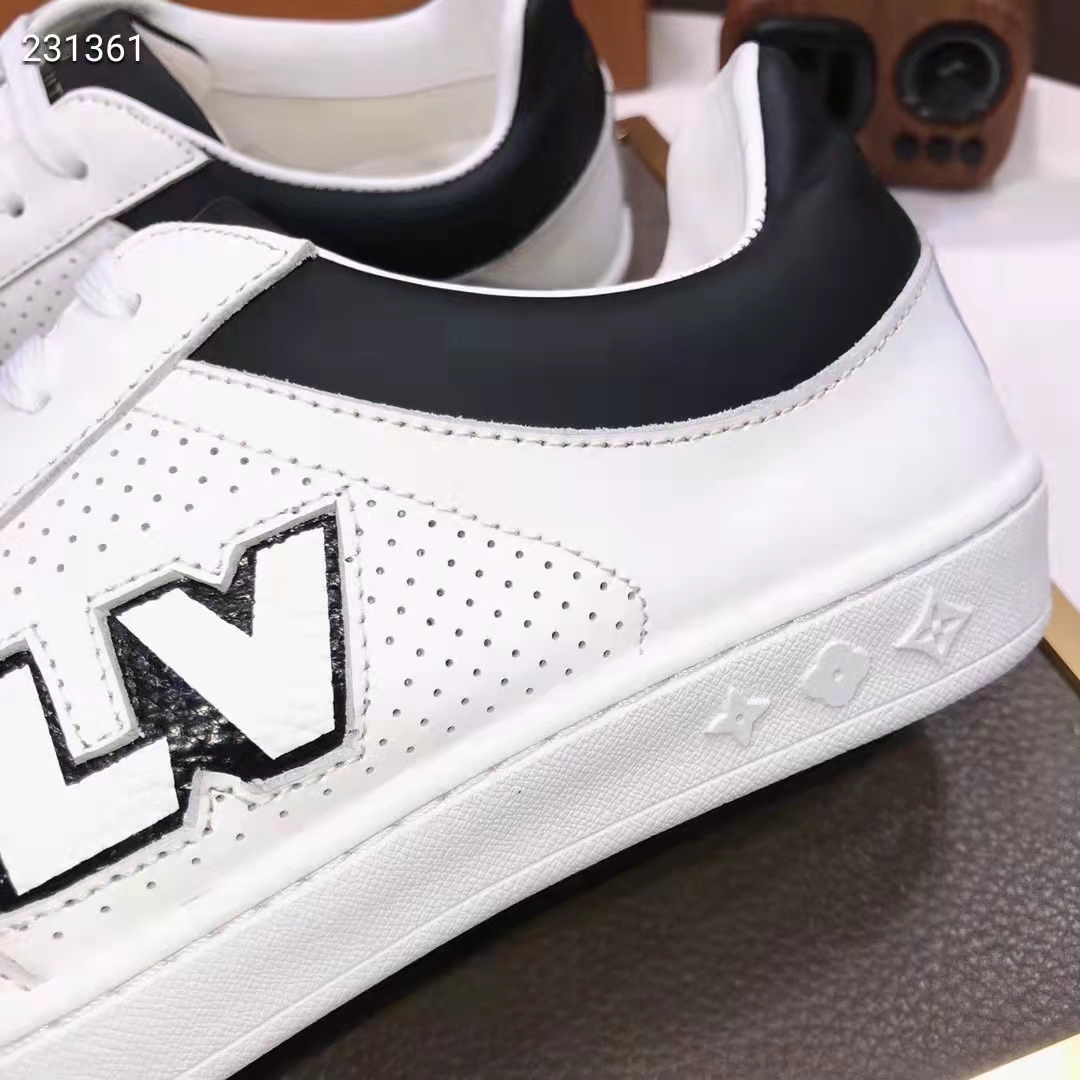 Louis Vuitton LV Unisex Luxembourg Sneaker Black White Perforated Calf Leather