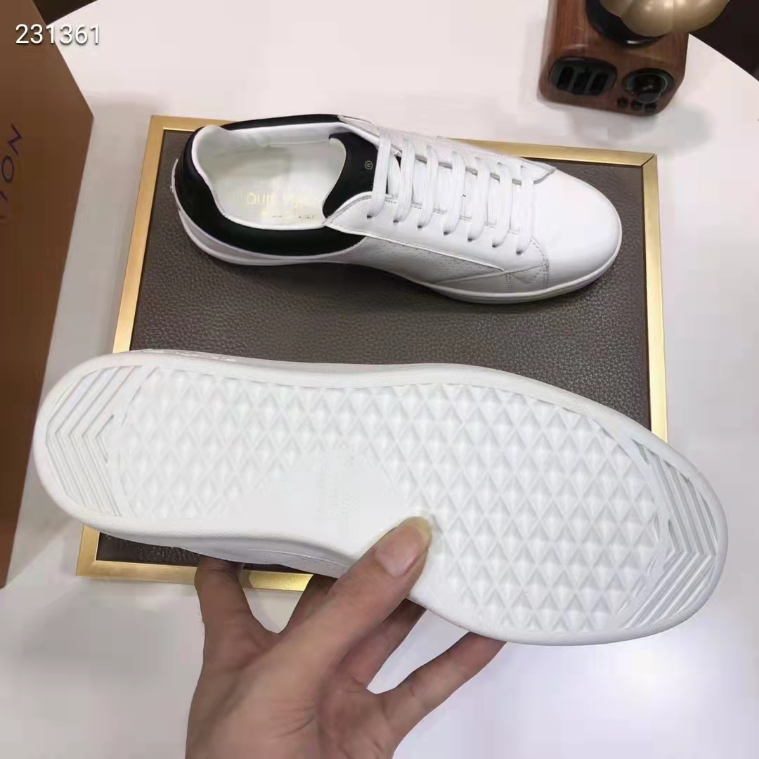 Louis Vuitton LV Unisex Luxembourg Sneaker Black White Perforated Calf Leather
