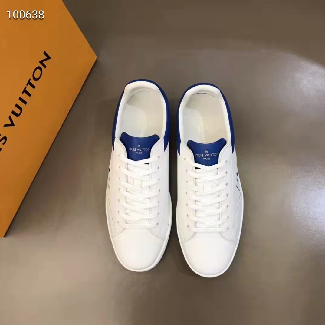 Louis Vuitton LV Unisex Luxembourg Sneaker Blue Perforated Calf Leather Rubber