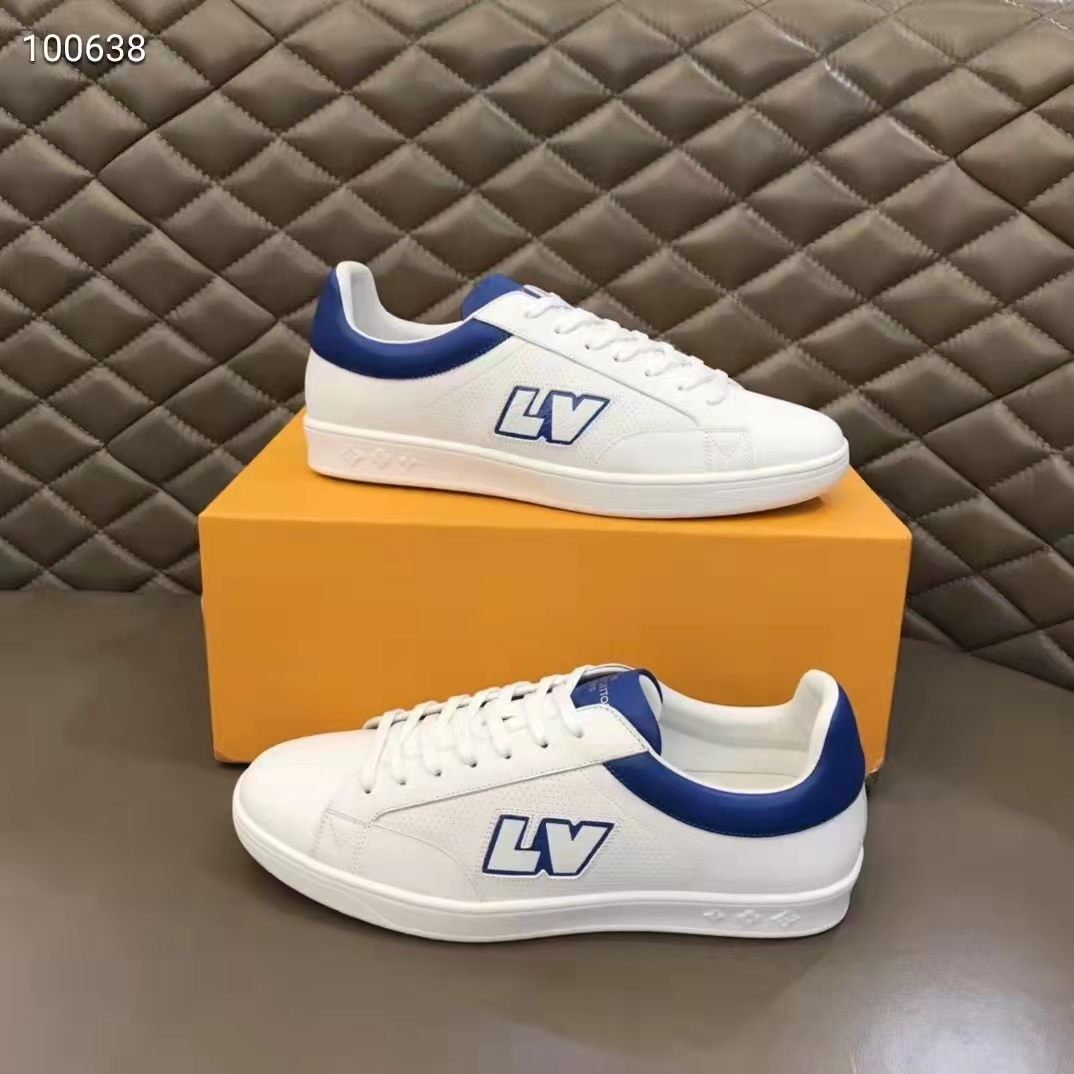 Louis Vuitton LV Unisex Luxembourg Sneaker Blue Perforated Calf Leather Rubber