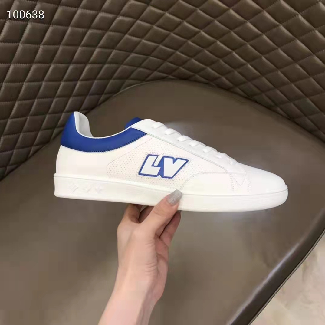 Louis Vuitton LV Unisex Luxembourg Sneaker Blue Perforated Calf Leather Rubber