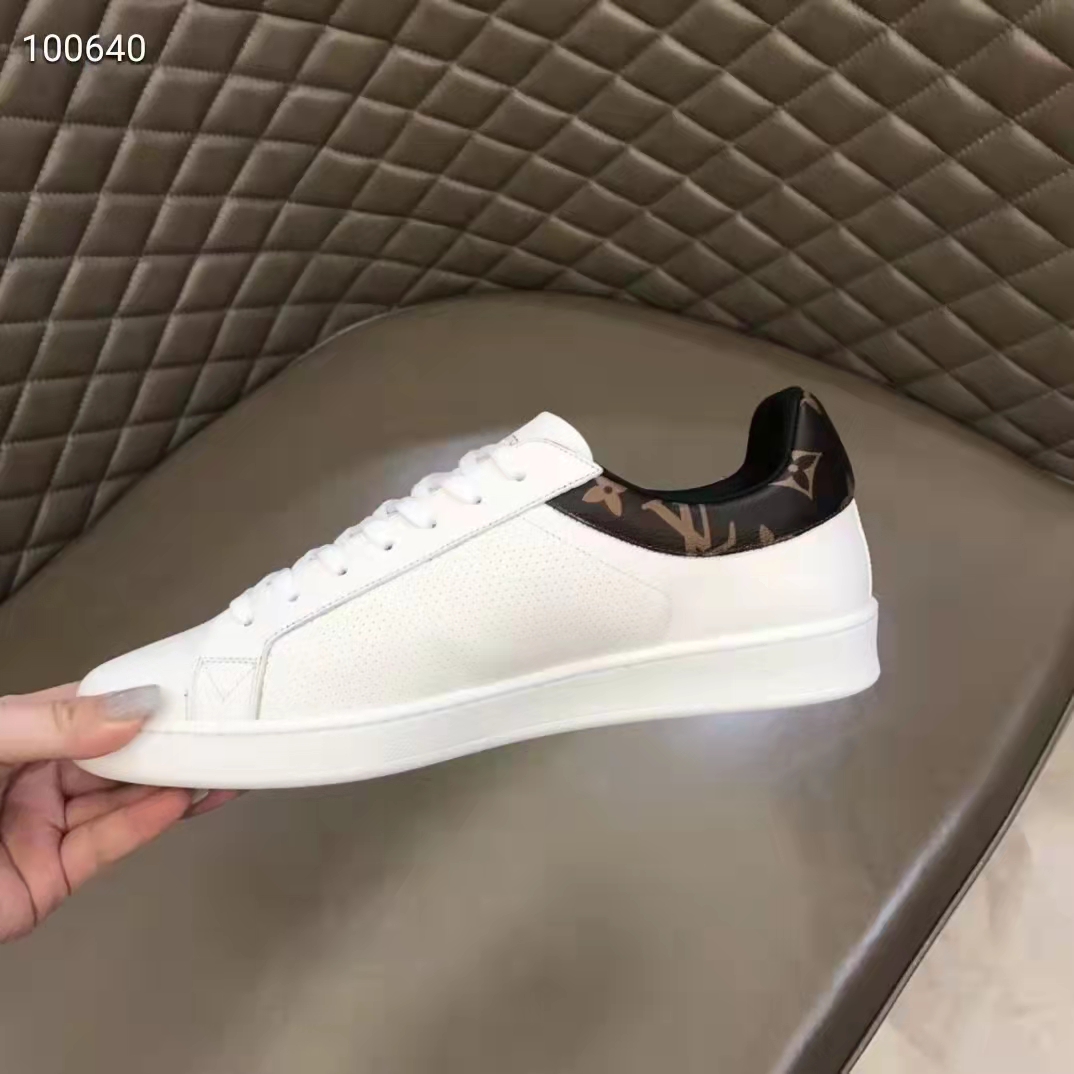 Louis Vuitton LV Unisex Luxembourg Sneaker White Perforated Calf Suede Leather