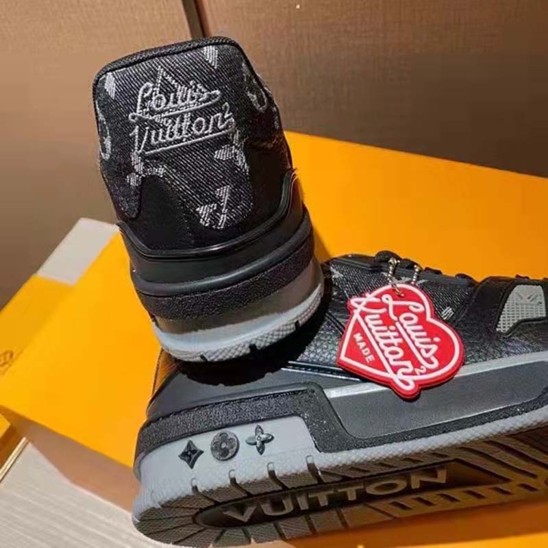 Louis Vuitton Unisex LV Trainer Sneaker Black Monogram Denim Rubber Outsole