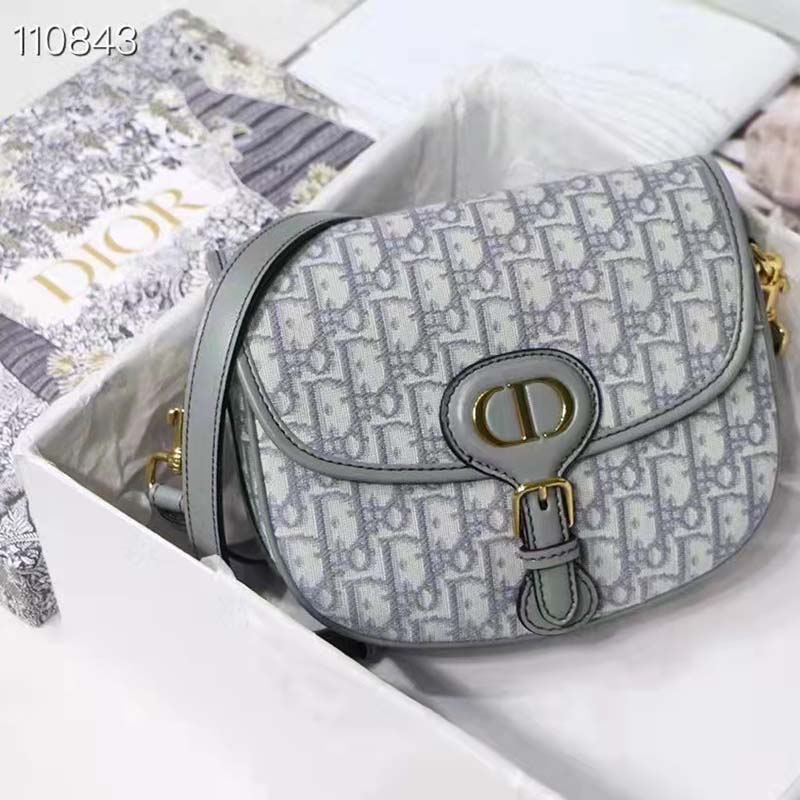 Dior Unisex Medium Dior Bobby Bag Gray Dior Oblique Jacquard