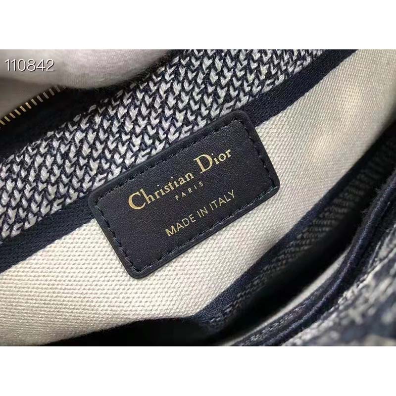 Dior Unisex Small Dior Book Tote Blue Toile De Jouy Embroidery