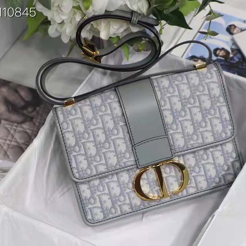 Dior Women 30 Montaigne Bag Gray Dior Oblique Jacquard