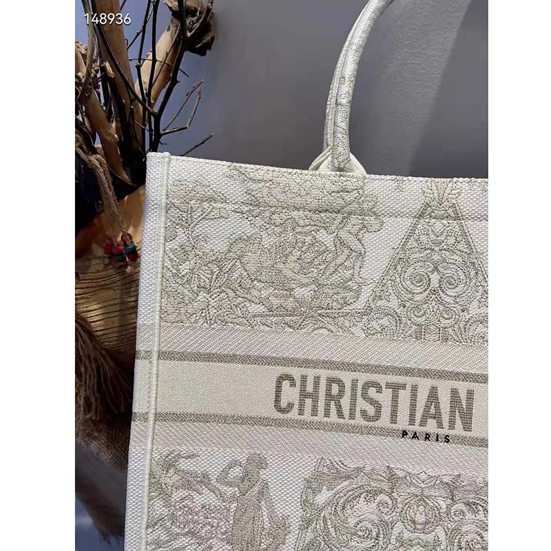 Dior Women Dior Book Tote Gold-Tone Around the World Stella Embroidery