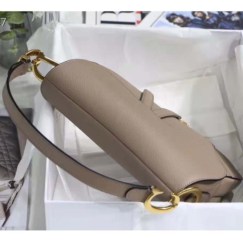Dior Women Saddle Bag Warm Taupe Grained Calfskin
