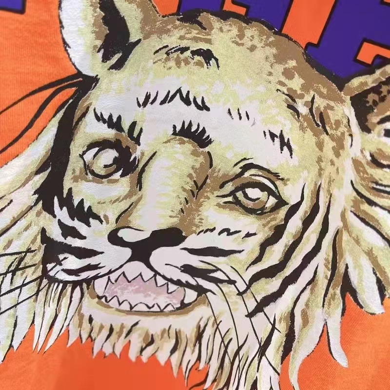 G*u*i gg men G*u*i tiger cotton t-shirt orange jersey crewneck