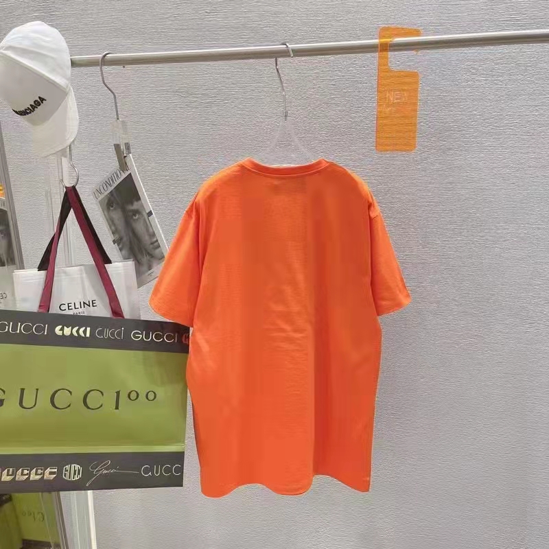 G*u*i gg men G*u*i tiger cotton t-shirt orange jersey crewneck