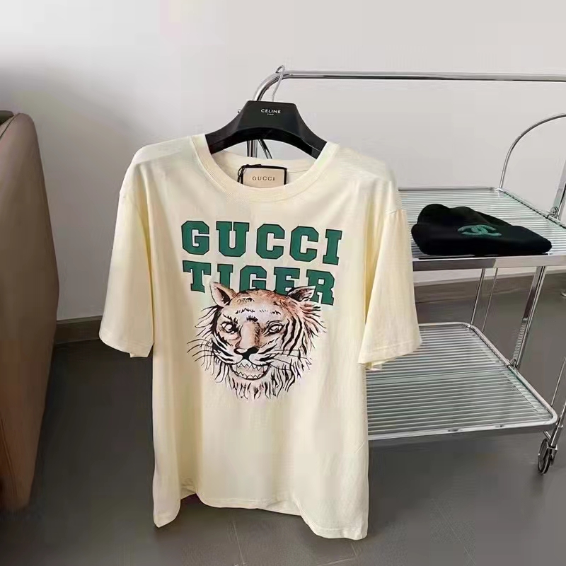 G*u*i gg women G*u*i tiger cotton t-shirt white cotton jersey crewneck