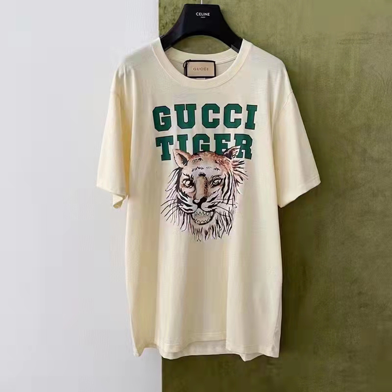 G*u*i gg women G*u*i tiger cotton t-shirt white cotton jersey crewneck