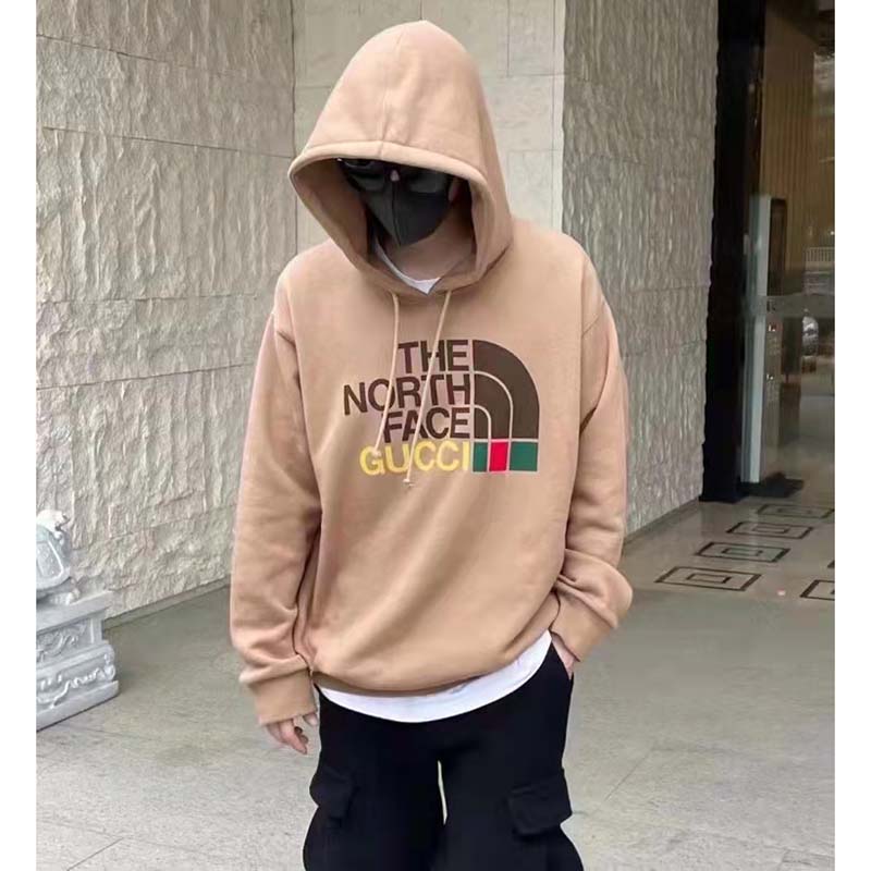 G*u*i gg men the north face x G*u*i sweatshirt brown cotton jersey crewneck oversized fit