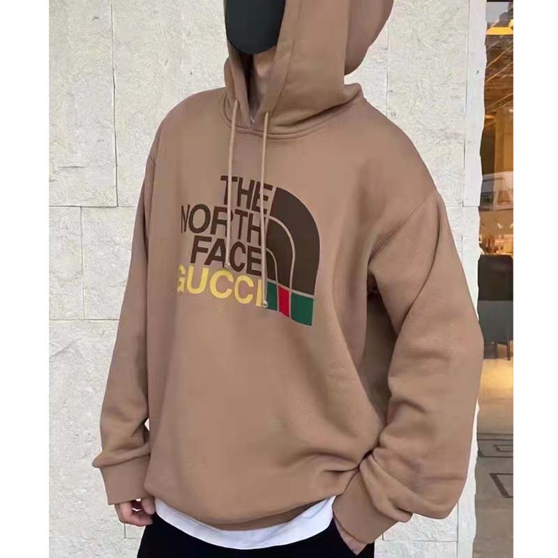 G*u*i gg men the north face x G*u*i sweatshirt brown cotton jersey crewneck oversized fit