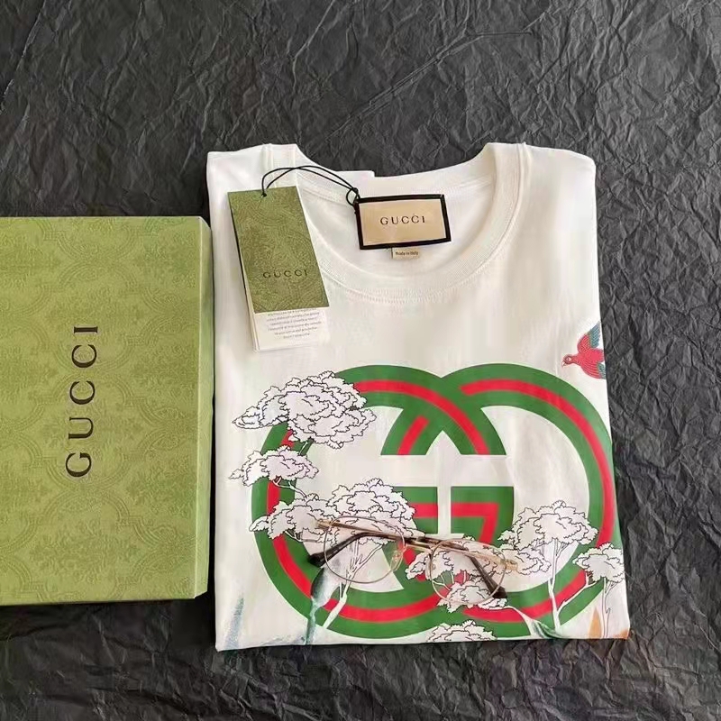 G*u*i gg men tiger flower interlocking g t-shirt off-white cotton jersey crewneck oversize fit