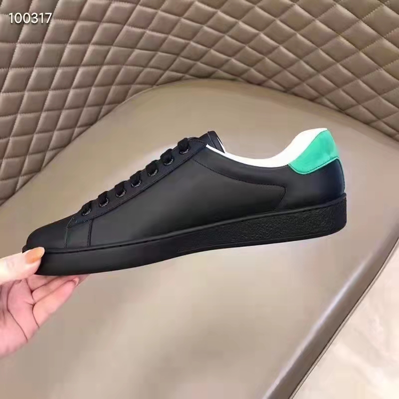 G*u*i gg unisex ace sneaker interlocking g black leather 1.5 cm heel