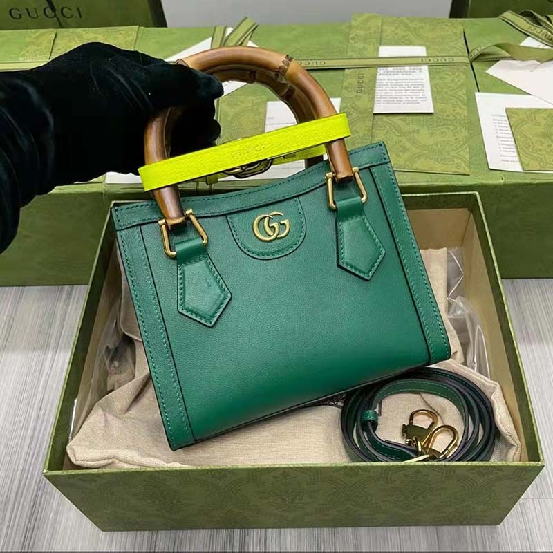 G*u*i gg women G*u*i diana mini tote bag double g green leather