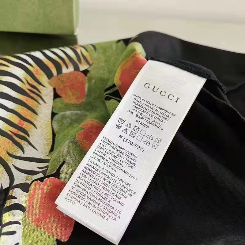 G*u*i gg women G*u*i tiger flower t-shirt black cotton jersey crewneck oversize fit
