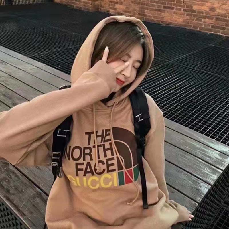 G*u*i gg women the north face x G*u*i sweatshirt brown cotton jersey crewneck oversized fit
