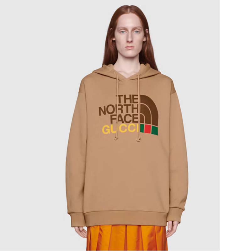G*u*i gg women the north face x G*u*i sweatshirt brown cotton jersey crewneck oversized fit