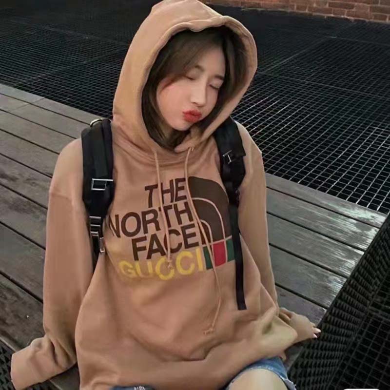 G*u*i gg women the north face x G*u*i sweatshirt brown cotton jersey crewneck oversized fit