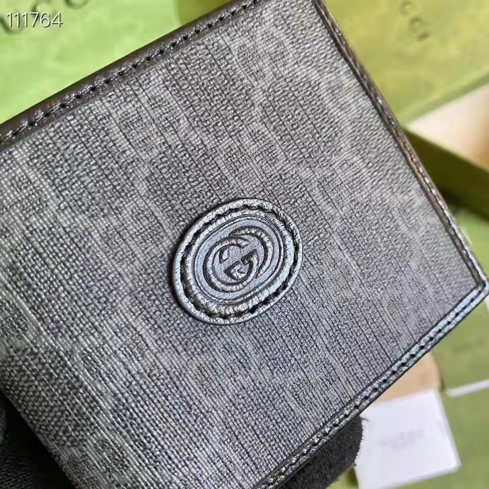 G*u*i gg unisex wallet interlocking g black gg supreme canvas