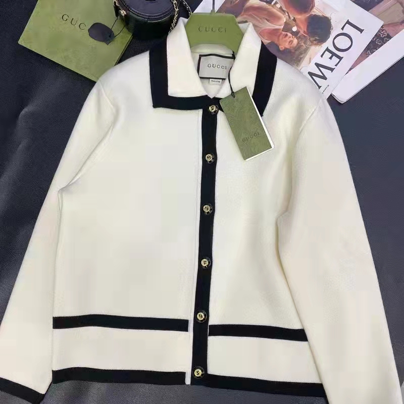 G*u*i gg women wool gg piquet jacquard polo shirt interlocking g embroidery