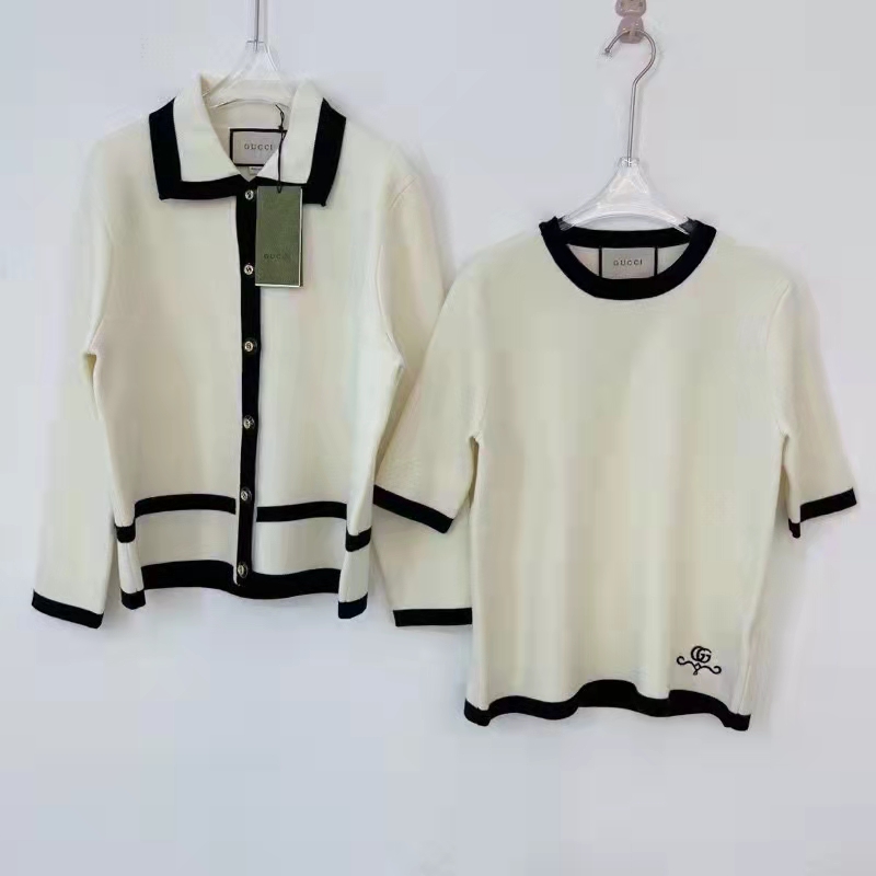 G*u*i gg women wool gg piquet jacquard polo shirt interlocking g embroidery