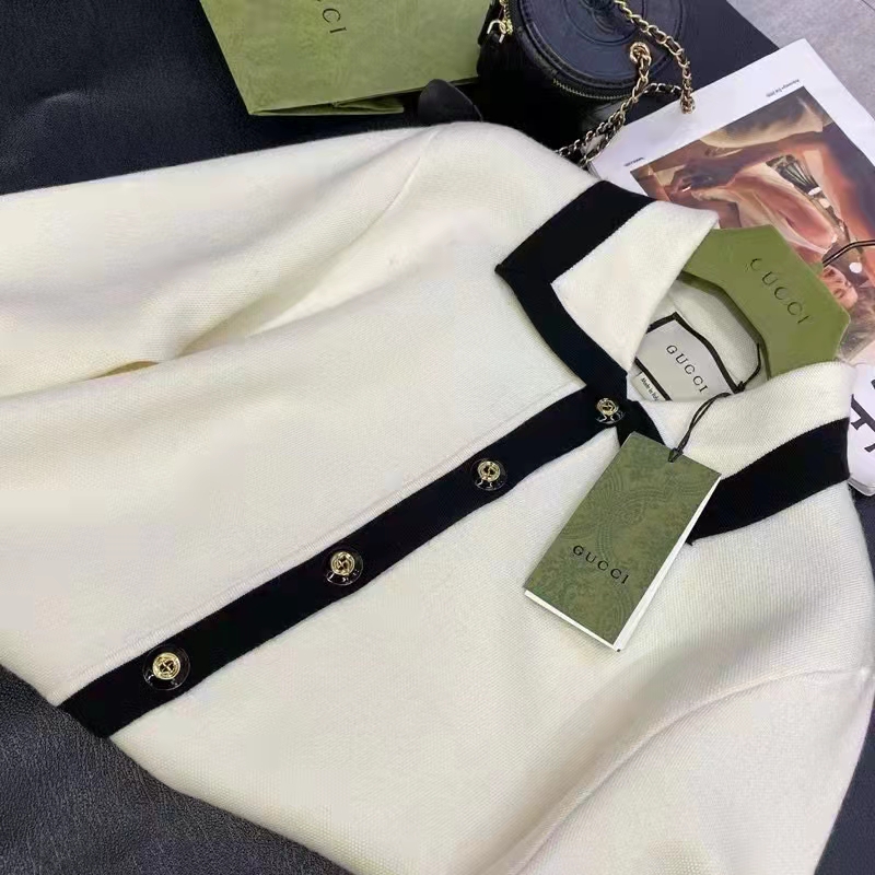 G*u*i gg women wool gg piquet jacquard polo shirt interlocking g embroidery
