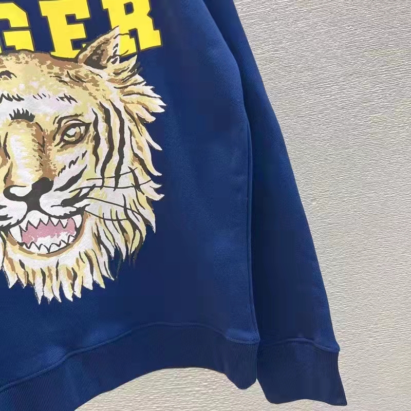 G*u*i men gg tiger cotton sweatshirt blue felted jersey crewneck