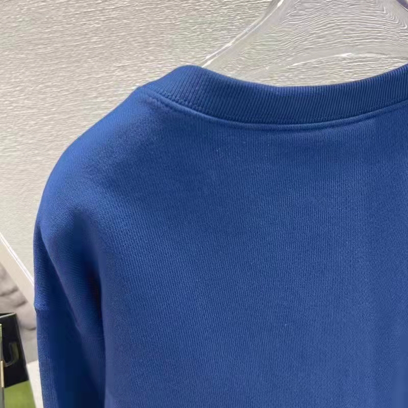 G*u*i men gg tiger cotton sweatshirt blue felted jersey crewneck