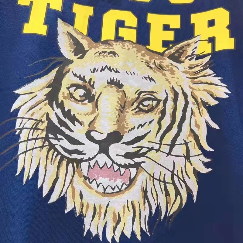G*u*i men gg tiger cotton sweatshirt blue felted jersey crewneck