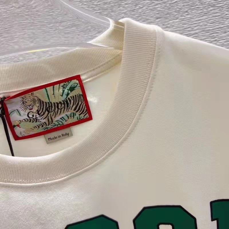 G*u*i women gg tiger cotton t-shirt white jersey tiger head crewneck